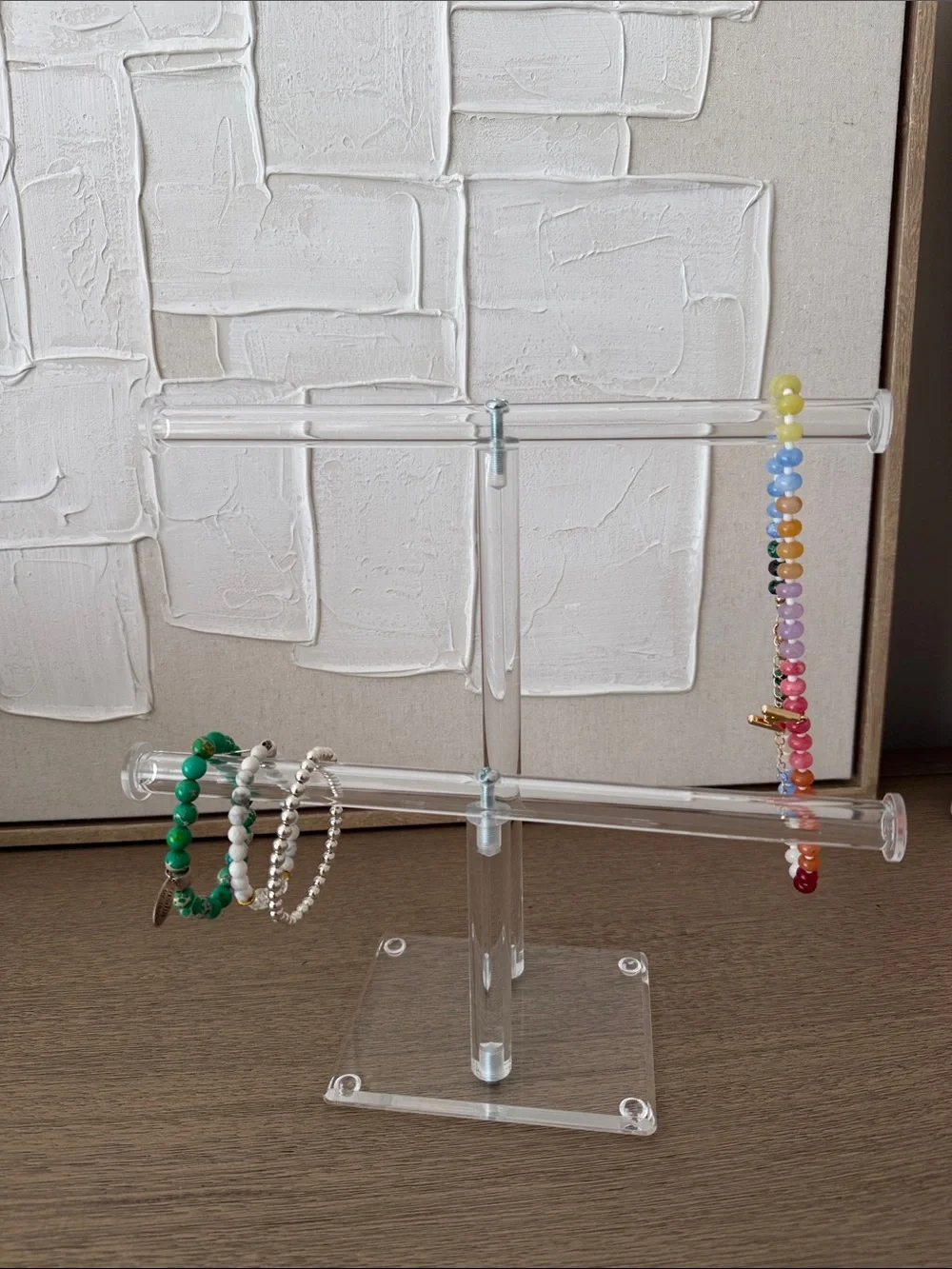 Clear Acrylic Double T-Bar Jewelry Stand